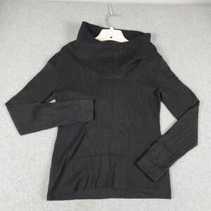 Dex Sweater Women Medium Black Fine Knit Slim Fit Cowl Neck Long Sleeve Pullover